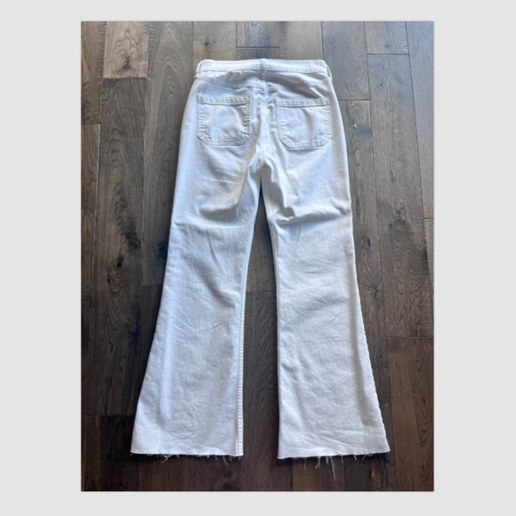 GAP 70s Flare High Rise White Pants Raw Hem Size 26 / 2 Boho Style - Picture 3 of 6
